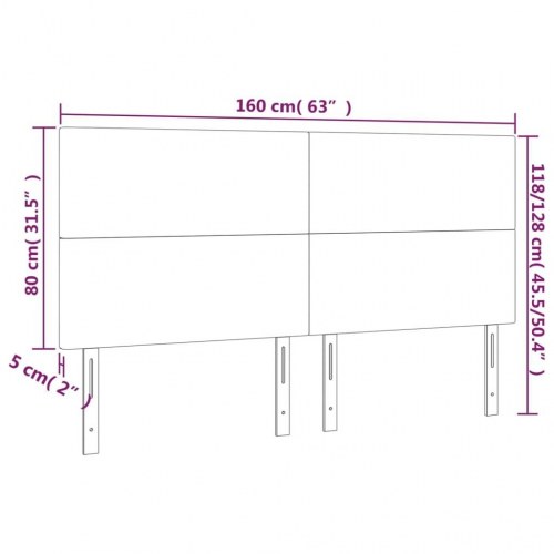 Sengegavl blå 160 x 5 x 118/128 cm stof