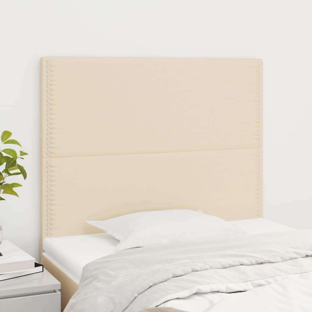 Sengegavle 2 stk. 100x5x78/88 cm stof cremefarvet