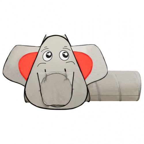 Legetelt til børn med tunnel og 250 bolde - elefant, grå, 174×86×101 cm