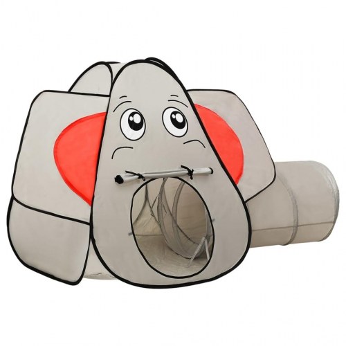 Legetelt til børn med tunnel og 250 bolde - elefant, grå, 174×86×101 cm