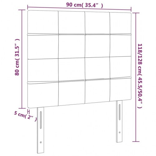 Sengegavl i stof - sort 90 x 5 x 118/128 cm