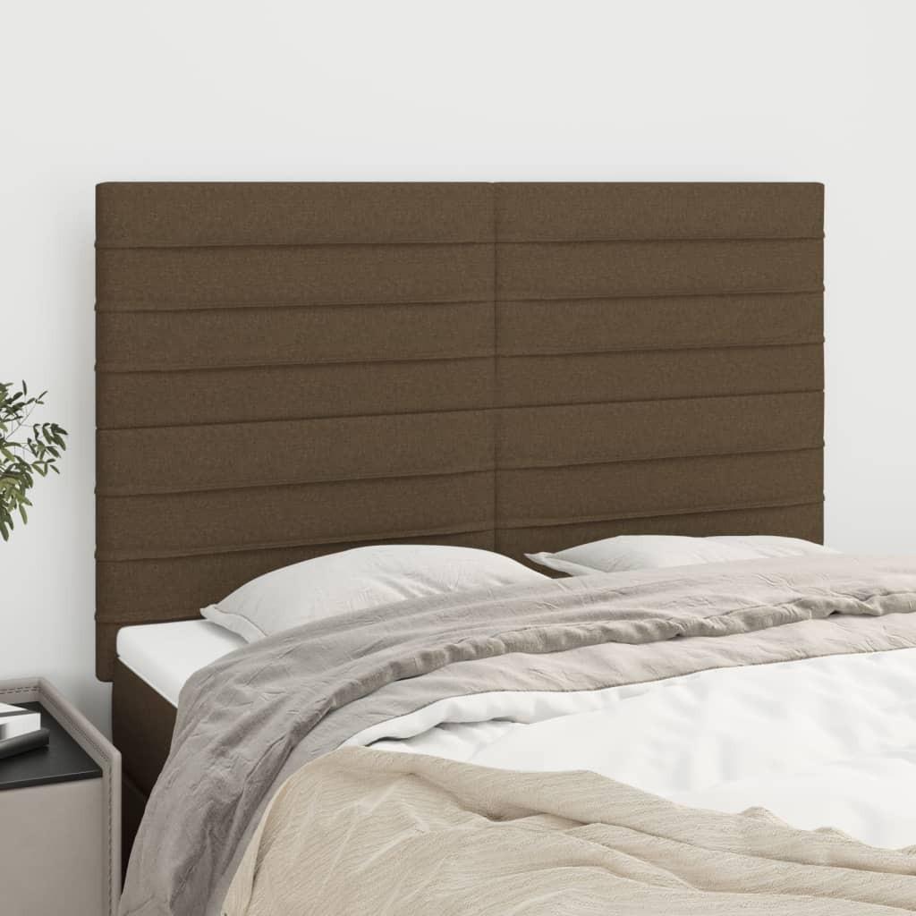 vidaXL sengegavl mørkebrun 144x5x118/128 cm stof