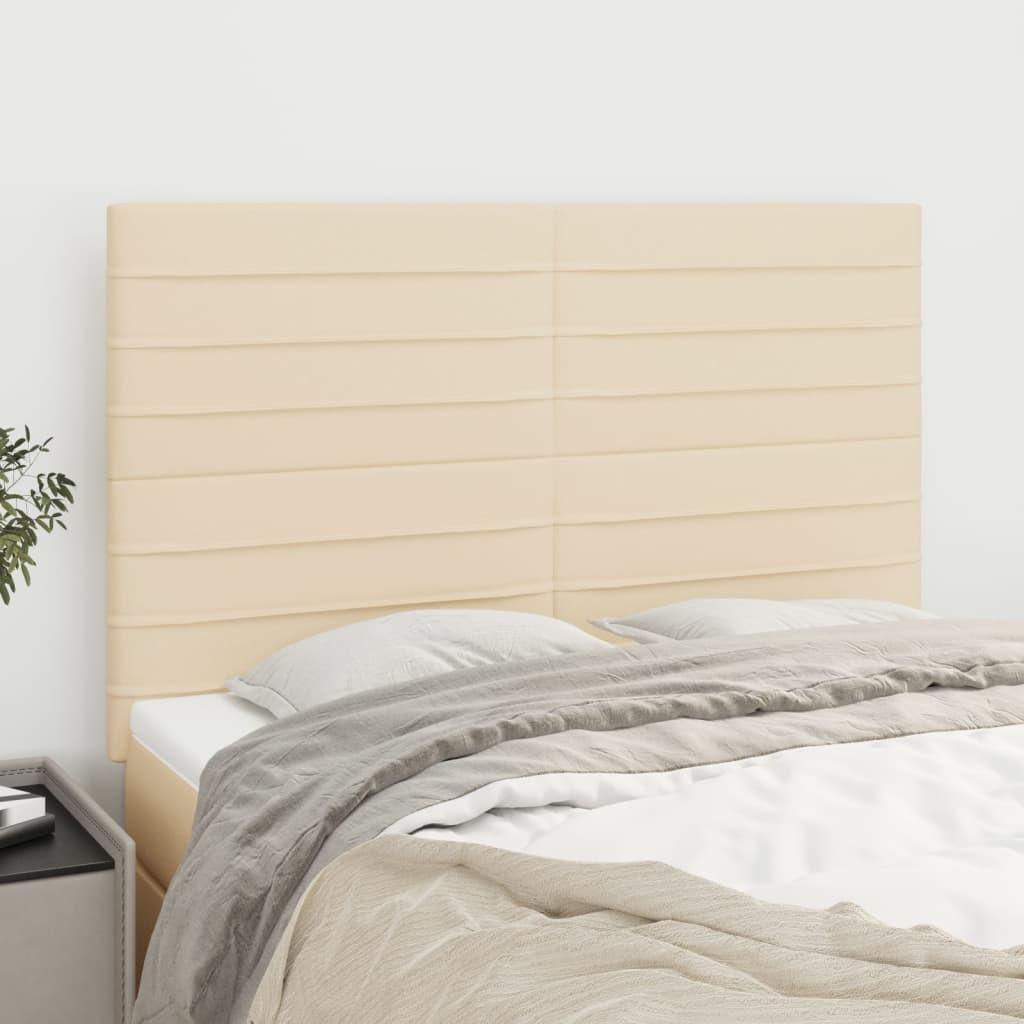 Sengegavle 80X5X78/88 Cm Stof Farvet Creme - Høj / 144 cm