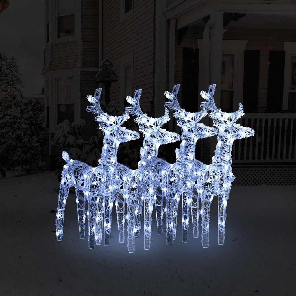 Julerensdyr 4 stk. 160 LED'er akryl koldt hvidt lys
