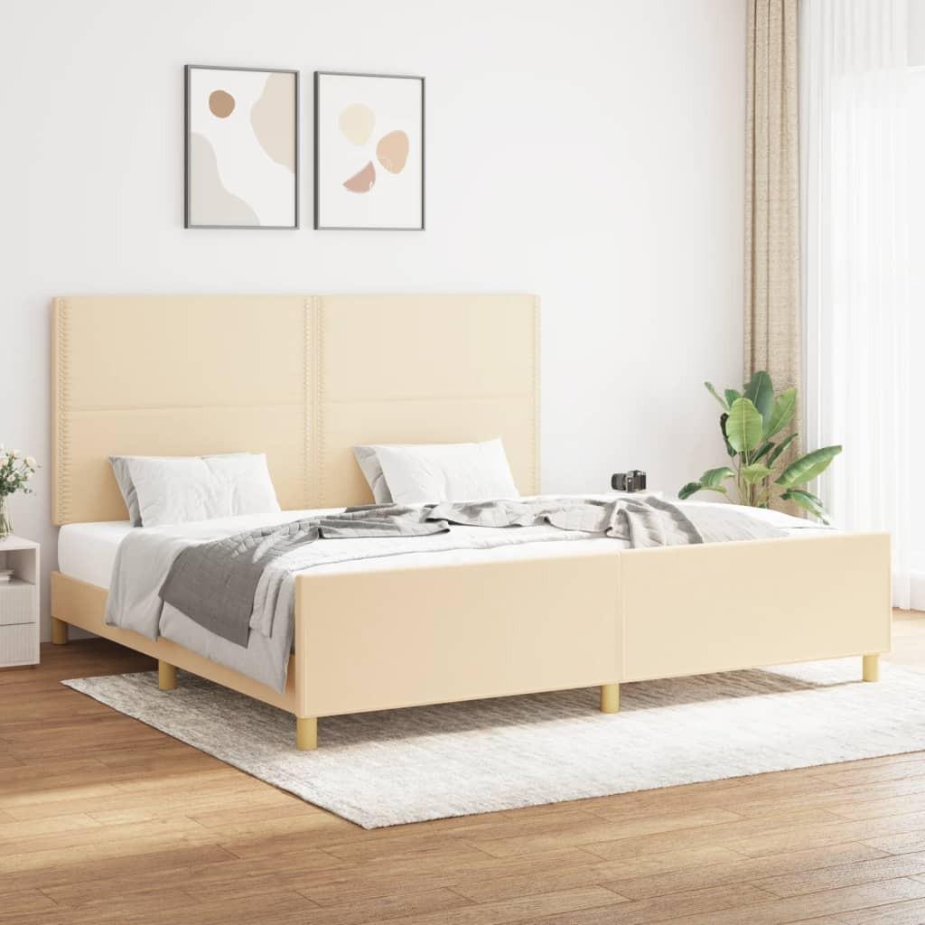 Sengeramme uden madras 200x200 cm stof cremefarvet billede