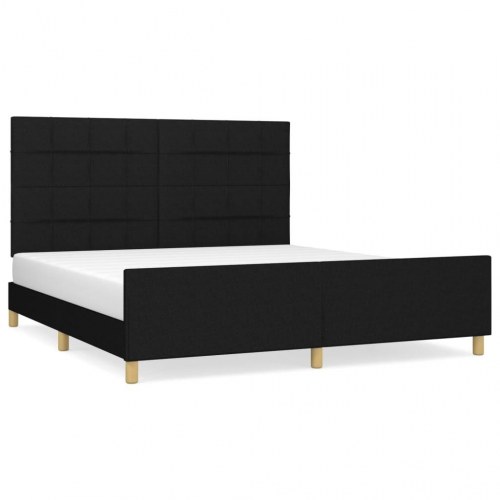Sengeramme med sengegavl 180x200 cm - stof, sort