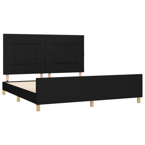Sengeramme med sengegavl 180x200 cm - stof, sort