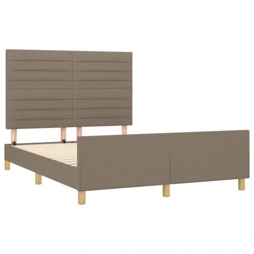 Sengeramme med sengegavl 140x190 cm - stof, gråbrun