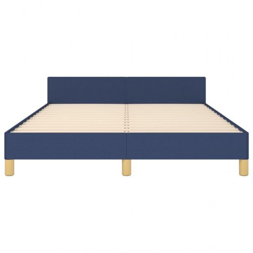 Sengeramme med sengegavl 140×200 cm i stof - blå