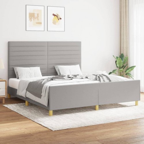 Sengeramme med sengegavl 160x200 cm - stof, lysegrå