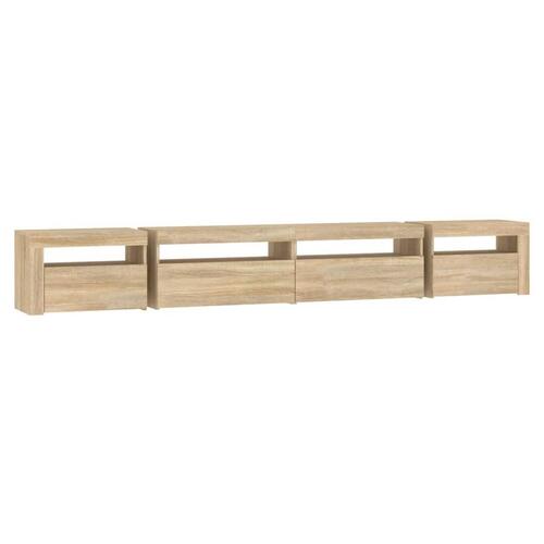 Tv-skab med LED-lys 270x35x40 cm Sonoma-eg