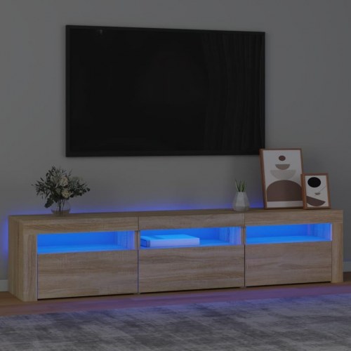 Tv-bord med LED-lys 180×35×40 cm - sonoma-eg