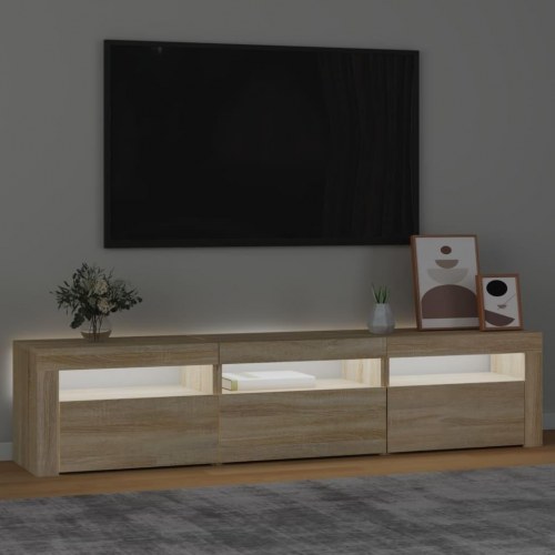 Tv-bord med LED-lys 180×35×40 cm - sonoma-eg