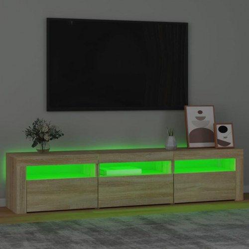 Tv-bord med LED-lys 180×35×40 cm - sonoma-eg