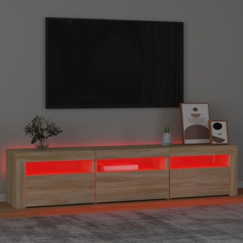Tv-bord med LED-lys 180×35×40 cm - sonoma-eg