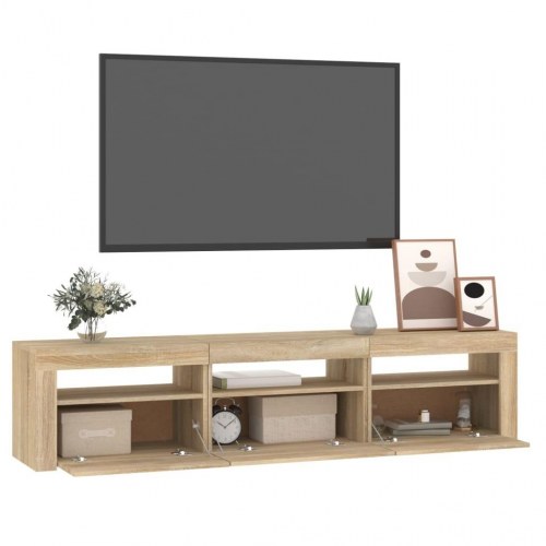 Tv-bord med LED-lys 180×35×40 cm - sonoma-eg