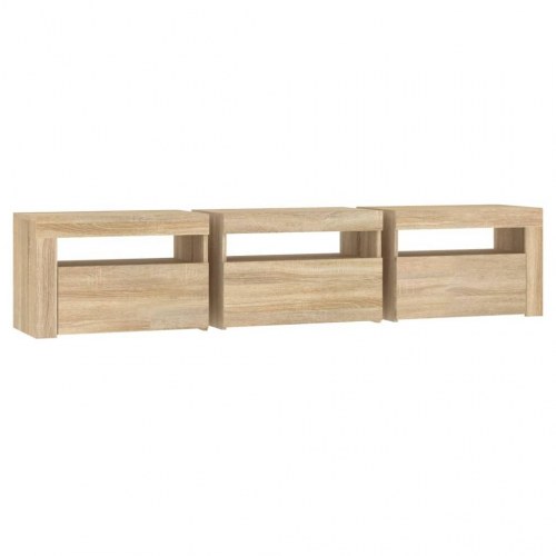 Tv-bord med LED-lys 180×35×40 cm - sonoma-eg