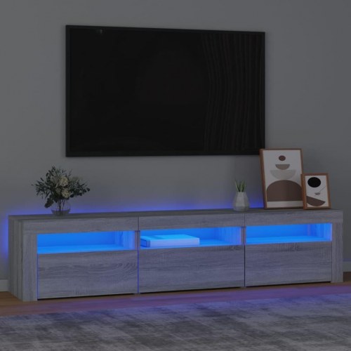 Tv-bord med LED-lys - 180×35×40 cm i grå sonoma-eg