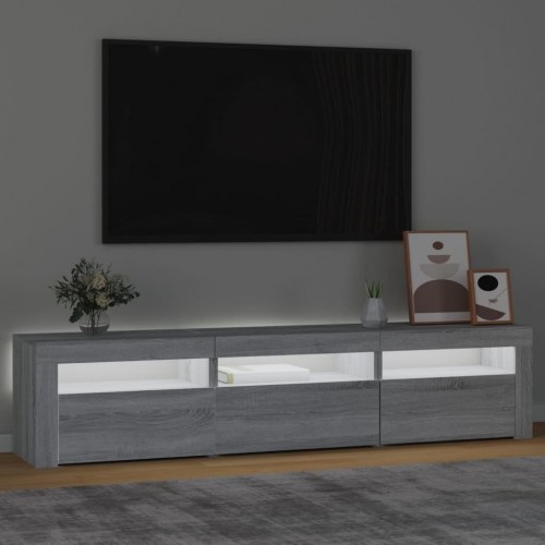 Tv-bord med LED-lys - 180×35×40 cm i grå sonoma-eg