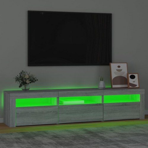 Tv-bord med LED-lys - 180×35×40 cm i grå sonoma-eg