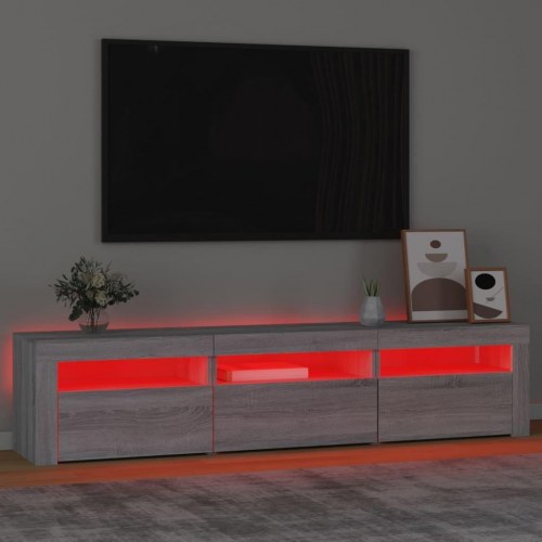 Tv-bord med LED-lys - 180×35×40 cm i grå sonoma-eg