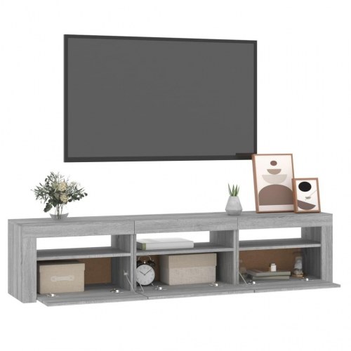 Tv-bord med LED-lys - 180×35×40 cm i grå sonoma-eg