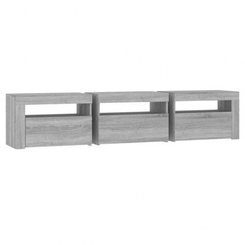 Tv-bord med LED-lys - 180×35×40 cm i grå sonoma-eg