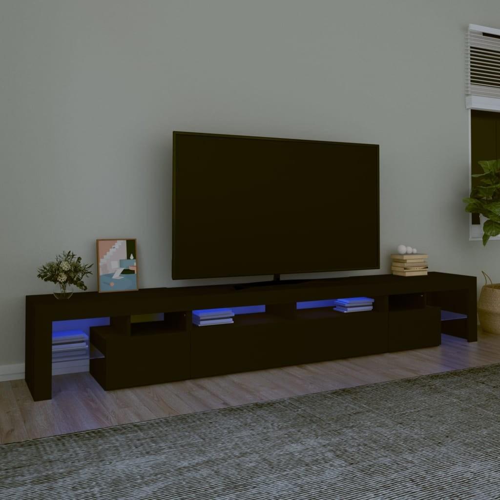Tv-skab med LED-lys 260x36,5x40 cm sort