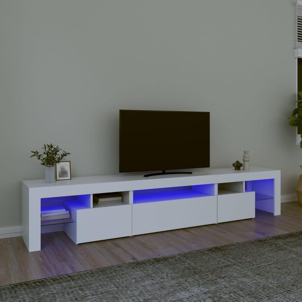 Tv-skab med LED-lys 215x36,5x40 cm hvid