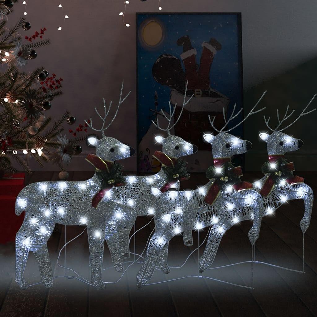 Julerensdyr 4 stk. 80 LED'er sølvfarvet
