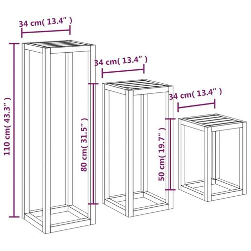 Plantestativer 3 stk. massivt fyrretræ hvid