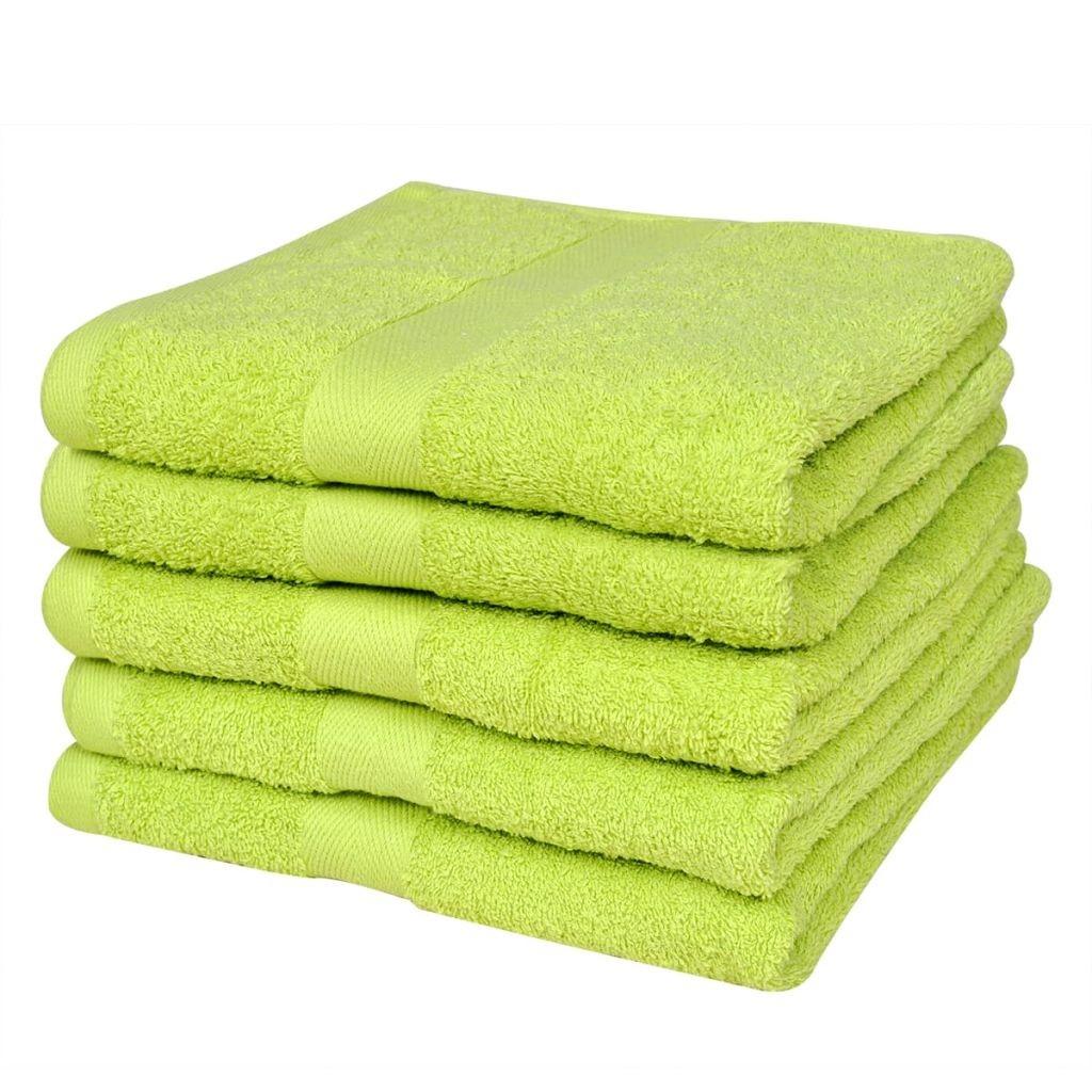 Håndklædesæt 5 stk. bomuld 500 gsm 100x150cm æblegrøn