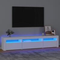 Tv-skab med LED-lys 195x35x40 cm hvid