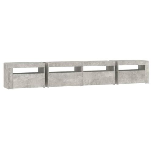 Sengebord med LED-lys 240x35x40 cm betongrå