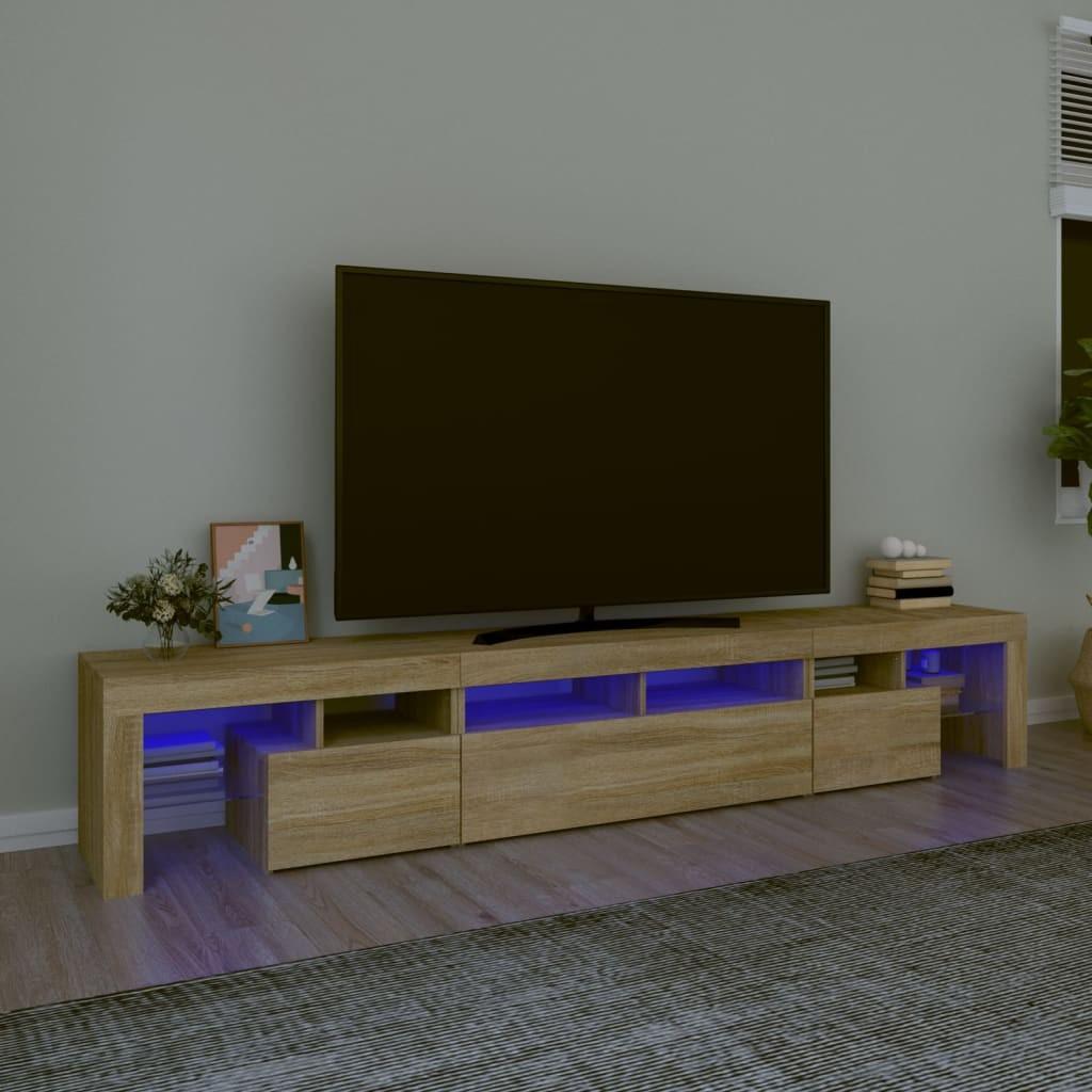 Se Tv-skab med LED-lys 230x36,5x40 cm sonoma-eg hos Boligcenter.dk