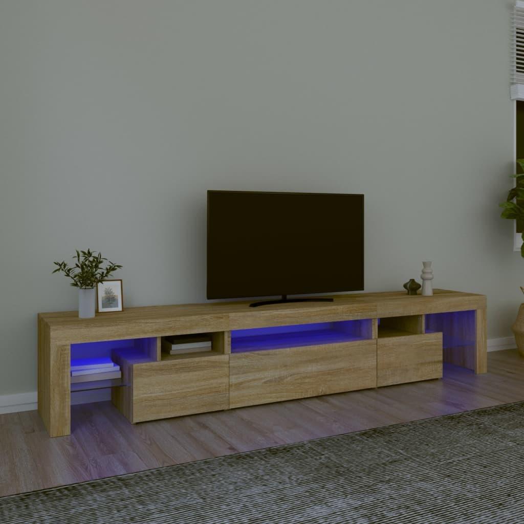 Tv-bord med LED-lys sonoma-eg