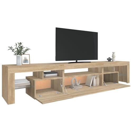 Tv-skab med LED-lys 215x36,5x40 cm sonoma-eg