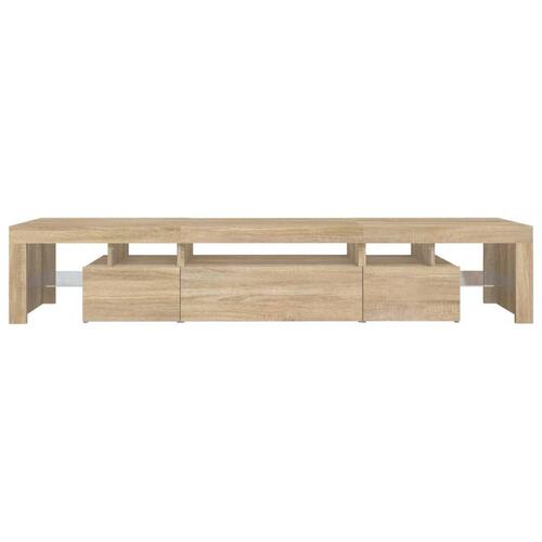 Tv-skab med LED-lys 215x36,5x40 cm sonoma-eg
