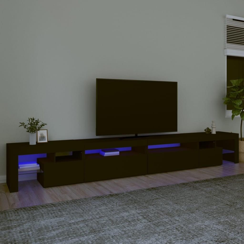 Tv-bord med LED-lys 290x36,5x40 cm sort