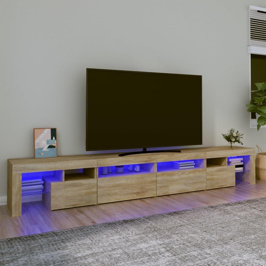 Tv-skab med LED-lys 280x36,5x40 cm grå sonoma-eg