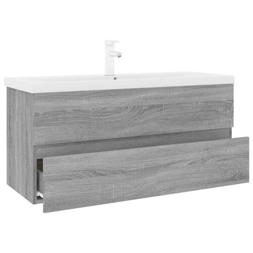 Skab med indbygget håndvask konstrueret træ grå sonoma-eg