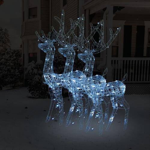 Julerensdyr 3 stk. 120 cm akryl kold hvidt lys