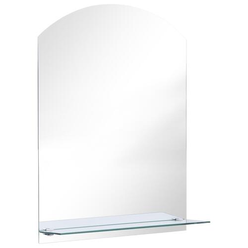 Vægspejl med hylde 50x70 cm hærdet glas
