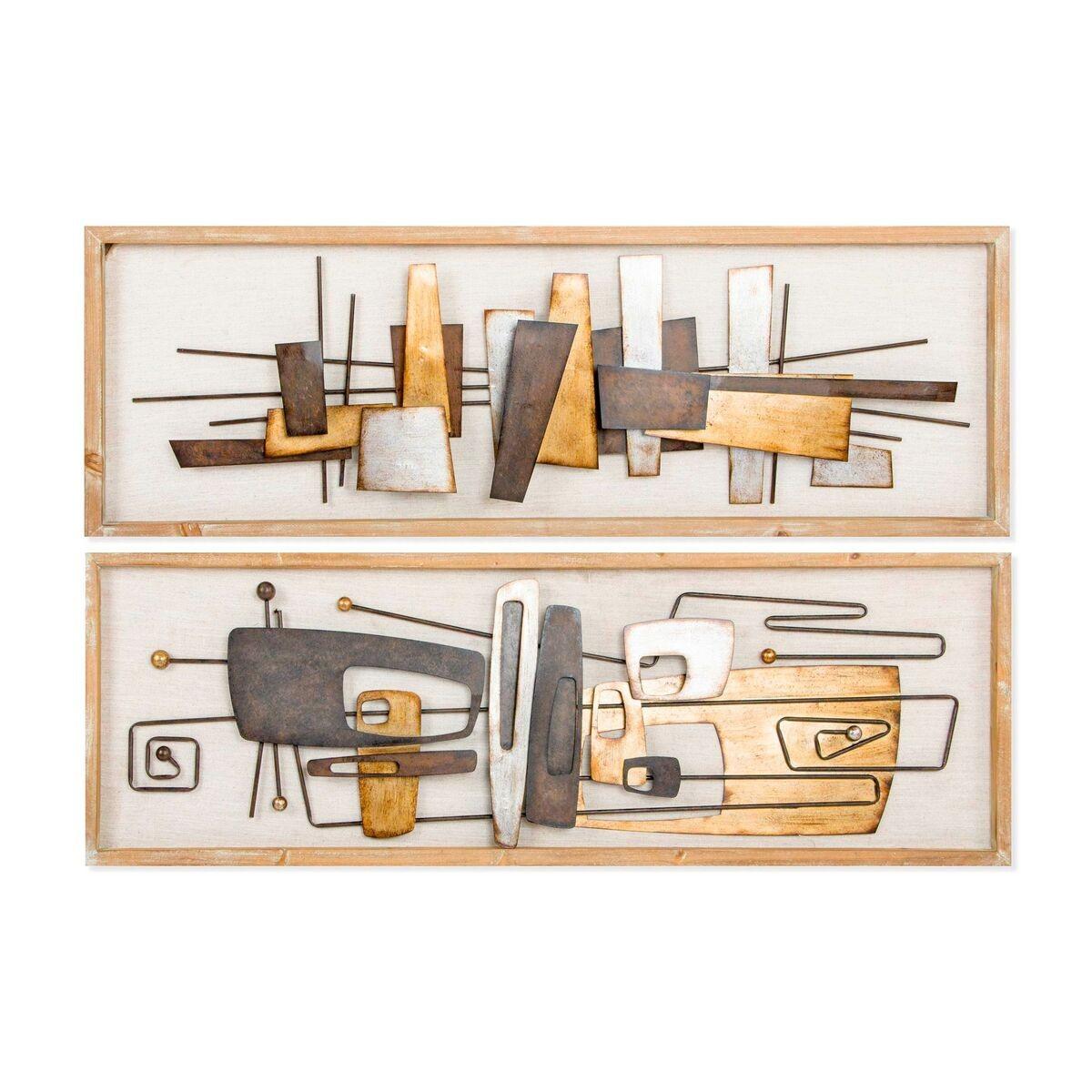 Vægdekoration 120 X 40 X 5 5 Cm Abstrakt Natur Gylden Multifarvet Moderne 2 Enheder