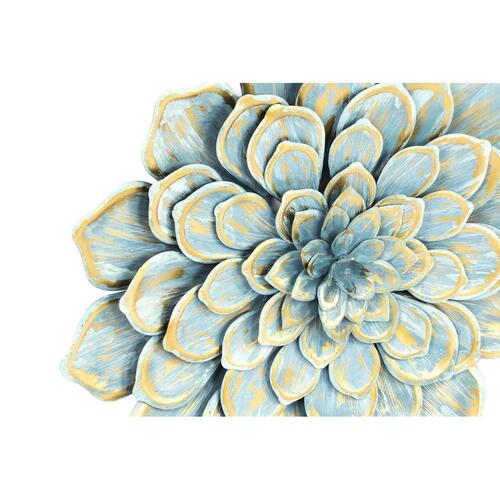 Vægdekoration 61 x 8 x 61 cm Blomst Blå Orange Shabby Chic (2 enheder)