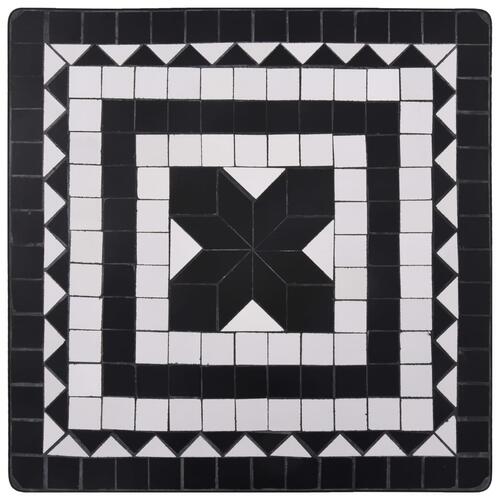Bistrosæt 3 dele mosaikdesign keramiske fliser sort og hvid