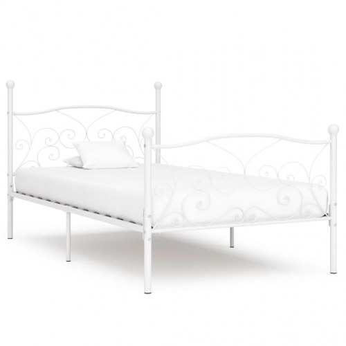 Sengestel med lamelbund 90 x 200 cm i metal - hvid