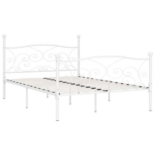 Sengestel med lamelbund 160 x 200 cm metal hvid