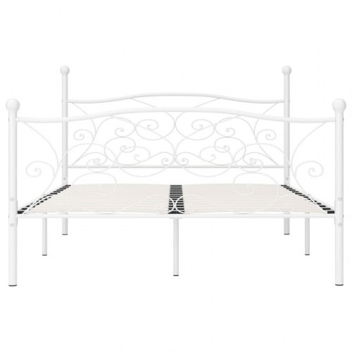 Sengestel med lamelbund 160 x 200 cm metal hvid