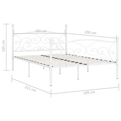 Sengestel med lamelbund 160 x 200 cm metal hvid